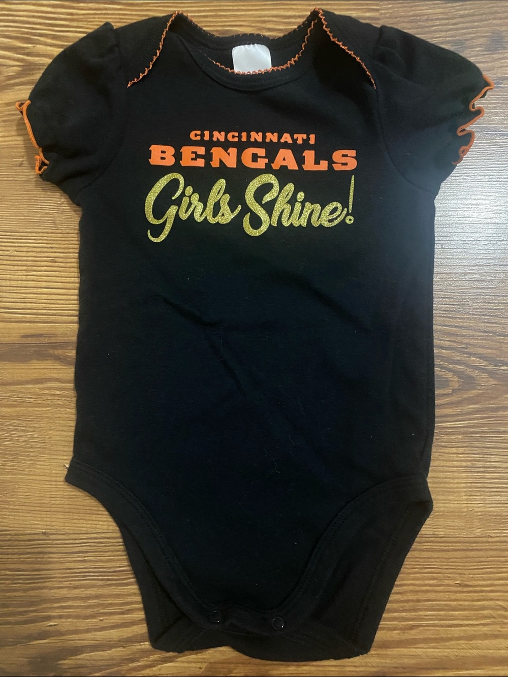 NFL Cincinnati Bengals Black and Orange Girls' One-Piece Bodysuit